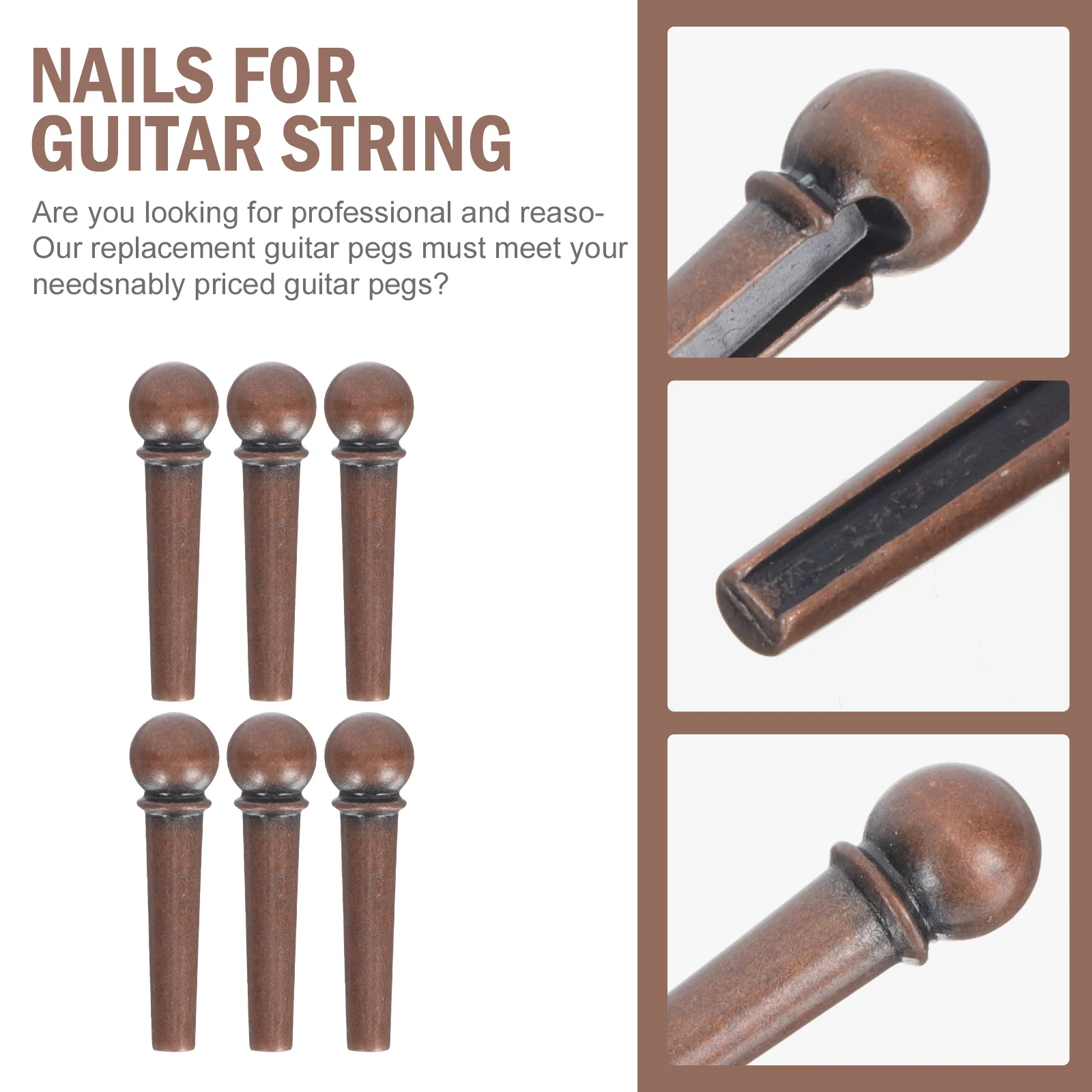 6pcs Guitar String Nails Acoustic Electric Tuning Pins Stainless Steel Durable Sturdy Fixing Pegs For String Metal Instrument
6pcs Guitar String Nails Acoustic Electric Tuning Pins Stainless Steel Durable Sturdy Fixing Pegs For String Metal Instrument
