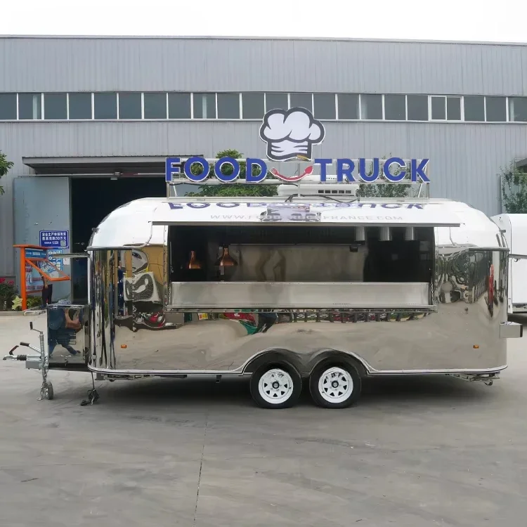 Airstream Mobile Hamburgers Hot Dog Pizza Fast Food Trailer Stainless Steel Mobile Food Truck with Full Kitchen for Sale
Airstream Mobile Hamburgers Hot Dog Pizza Fast Food Trailer Stainless Steel Mobile Food Truck with Full Kitchen for Sale