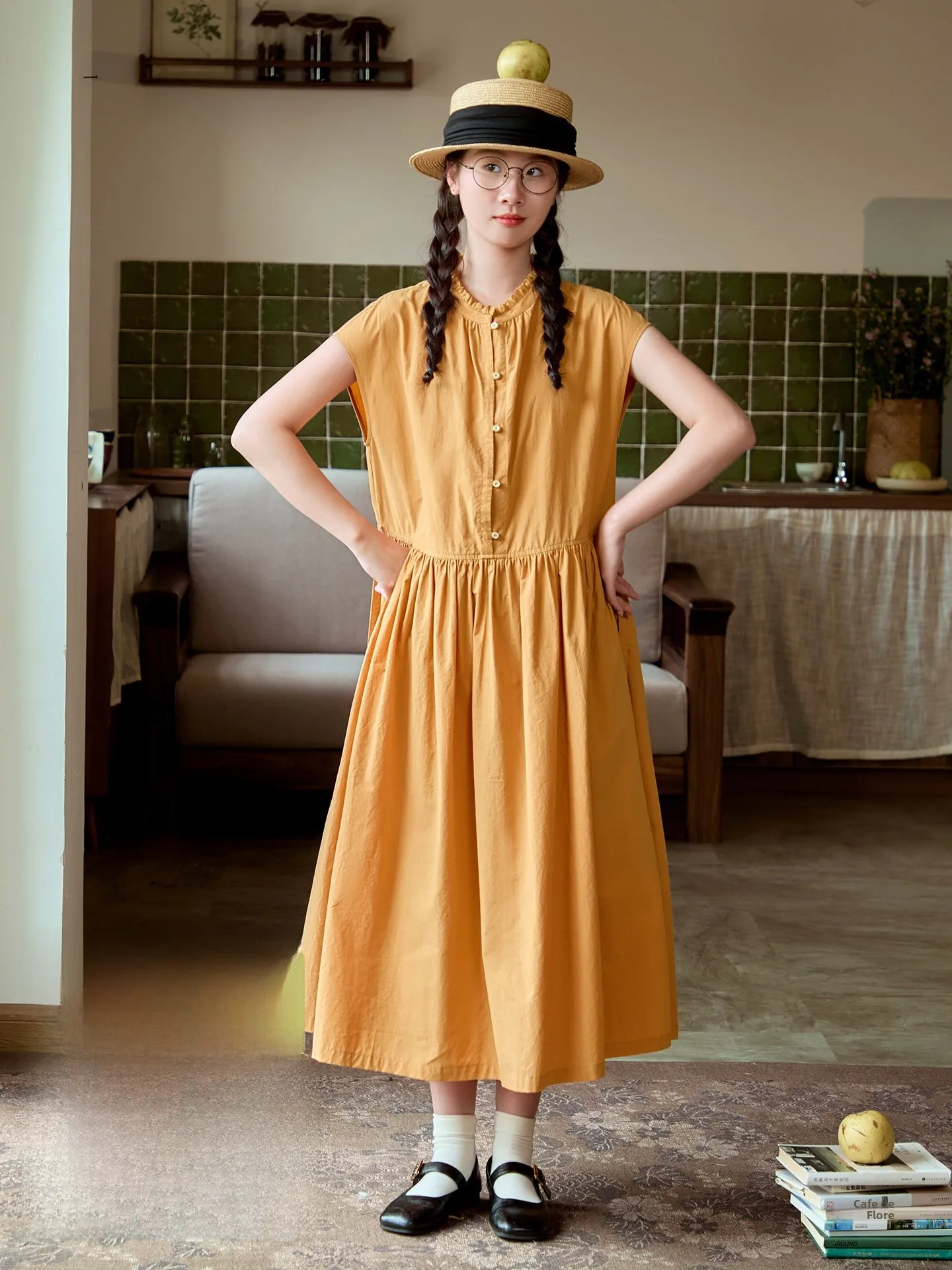 Original Japanese Style Orange Cotton Midi Dress Women's Fashion Artistic Lace Collar Summer Breathable Loose Fit Casual Dress
Original Japanese Style Orange Cotton Midi Dress Women's Fashion Artistic Lace Collar Summer Breathable Loose Fit Casual Dress