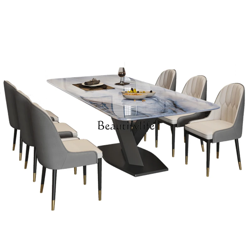 Supercrystalline stone dining table Small household western restaurant Rectangle eating table
Supercrystalline stone dining table Small household western restaurant Rectangle eating table