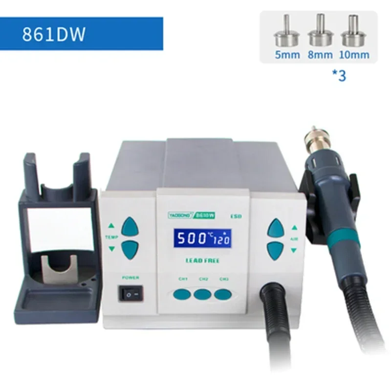 Original 1000W220/110V QUICK 861DW HeatGun Lead Free Hot Air Soldering Station Microcomputer Temperature Rework Station+3nozzle
Original 1000W220/110V QUICK 861DW HeatGun Lead Free Hot Air Soldering Station Microcomputer Temperature Rework Station+3nozzle