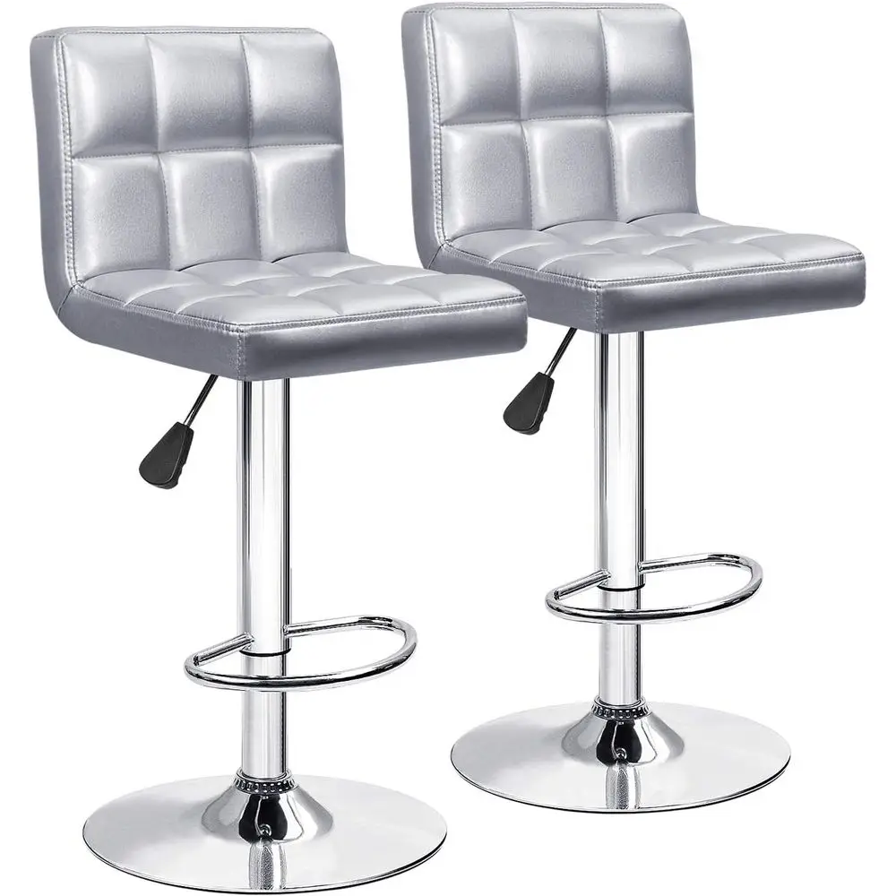 PU Leather Swivel Adjustable Bar Stools with Arms, Counter Height, Set of 2 in Silver
PU Leather Swivel Adjustable Bar Stools with Arms, Counter Height, Set of 2 in Silver