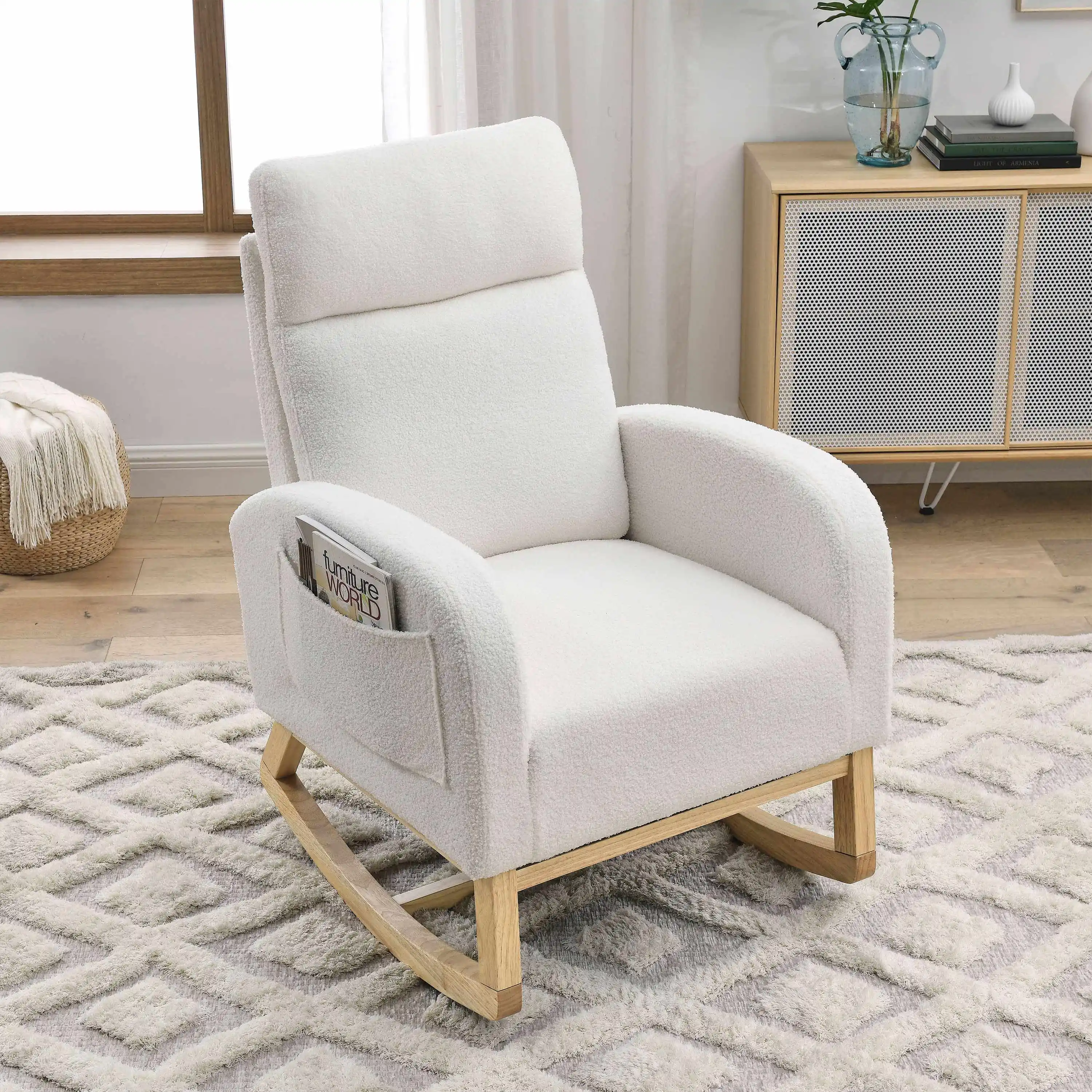 27.6"W Modern Accent High Backrest Living Room Lounge Arm Rocking Sofa Two Side Pocket Teddy White (Ivory)
27.6"W Modern Accent High Backrest Living Room Lounge Arm Rocking Sofa Two Side Pocket Teddy White (Ivory)