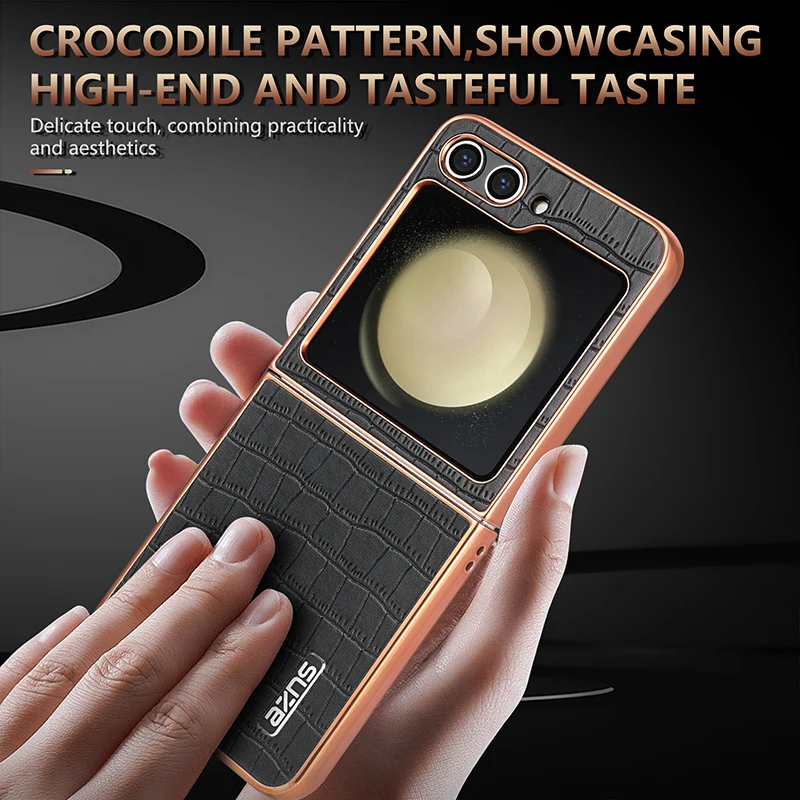 AZNS Luxury 3D Alligator Pattern Premium Leather Case for Galaxy Z Flip 6 Flip 5 Flip 4 Flip 3 Gilded Border Protective Cover
AZNS Luxury 3D Alligator Pattern Premium Leather Case for Galaxy Z Flip 6 Flip 5 Flip 4 Flip 3 Gilded Border Protective Cover