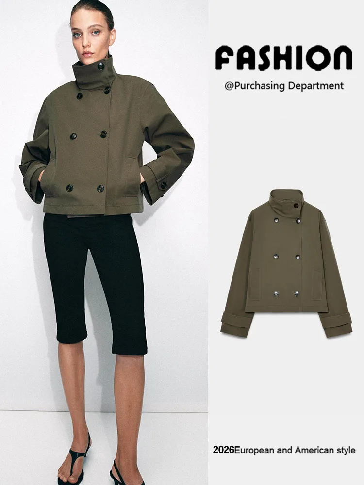 Fashionable Long Sleeve Short Double-breasted Windbreaker Women's Outerwear ZA2026 Summer New Arrival Versatile Elegant Style
Fashionable Long Sleeve Short Double-breasted Windbreaker Women's Outerwear ZA2026 Summer New Arrival Versatile Elegant Style