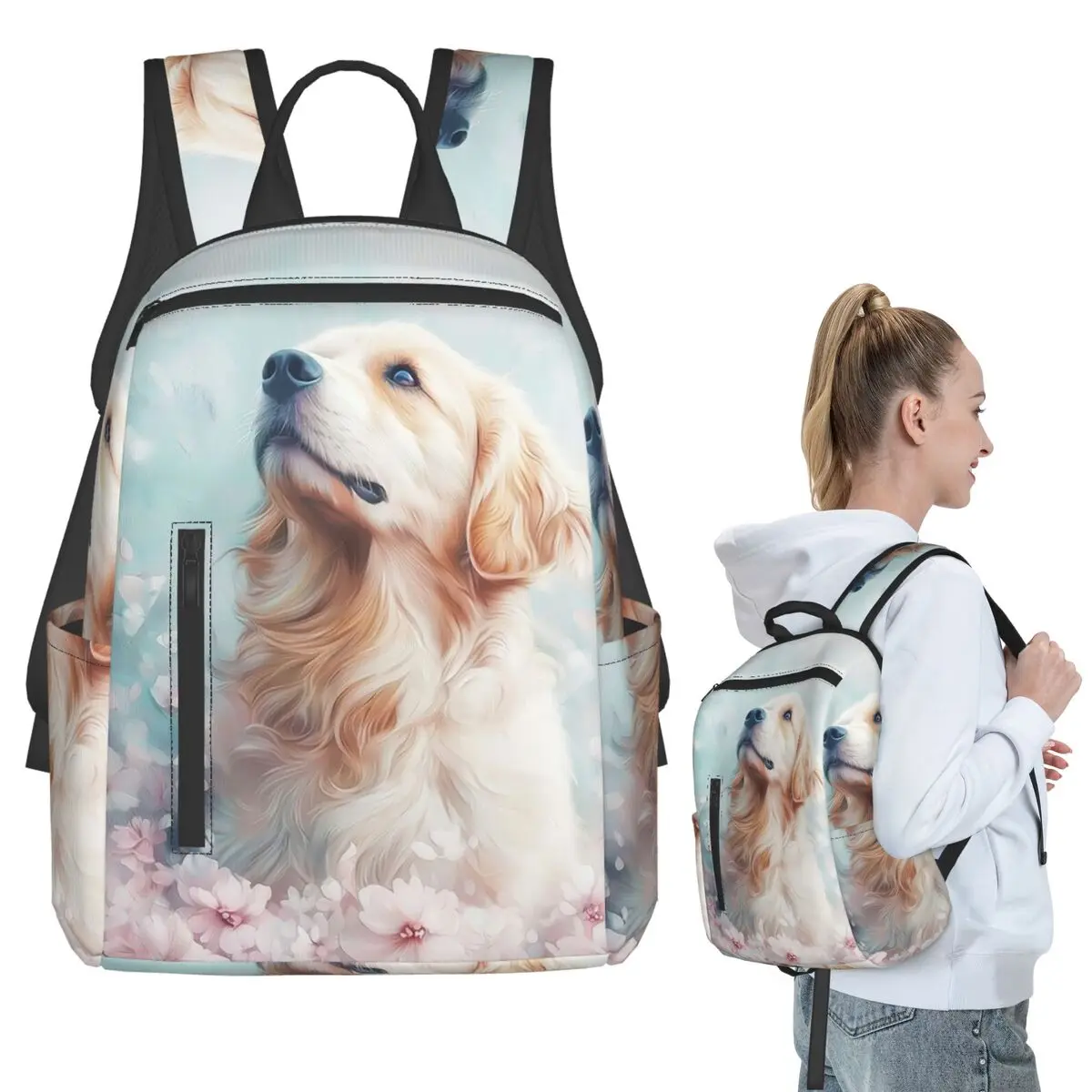 Golden Retriever Puppy And Cherry Blossoms Tree Backpack Student BookBag Kids School Bag Computer Shoulder Bags Boys Girls
Golden Retriever Puppy And Cherry Blossoms Tree Backpack Student BookBag Kids School Bag Computer Shoulder Bags Boys Girls