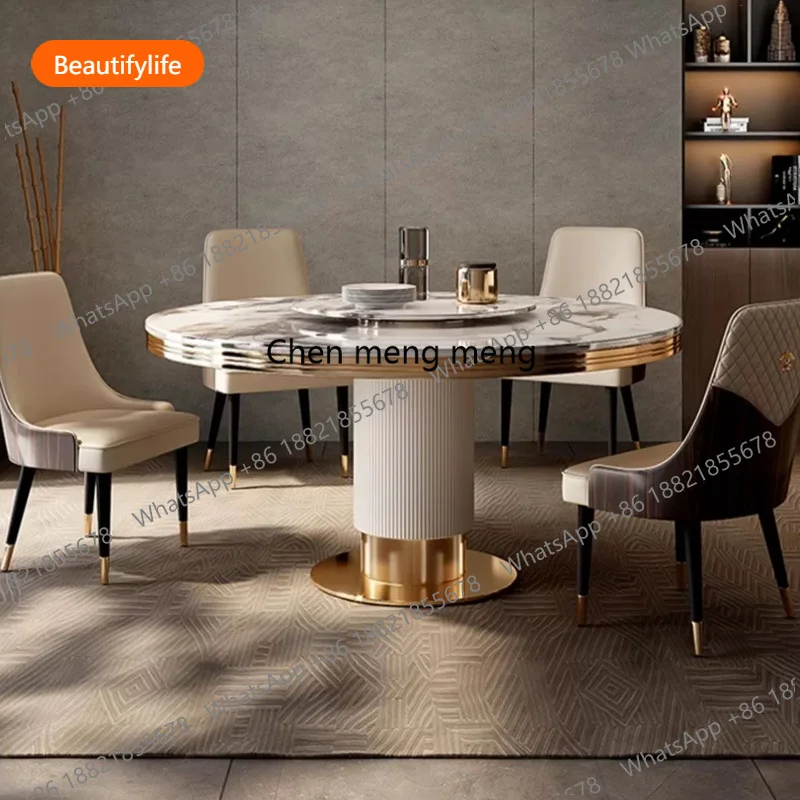 Modern restaurant marble round dining table and chair combination simple round table with turntable dining table A55
Modern restaurant marble round dining table and chair combination simple round table with turntable dining table A55