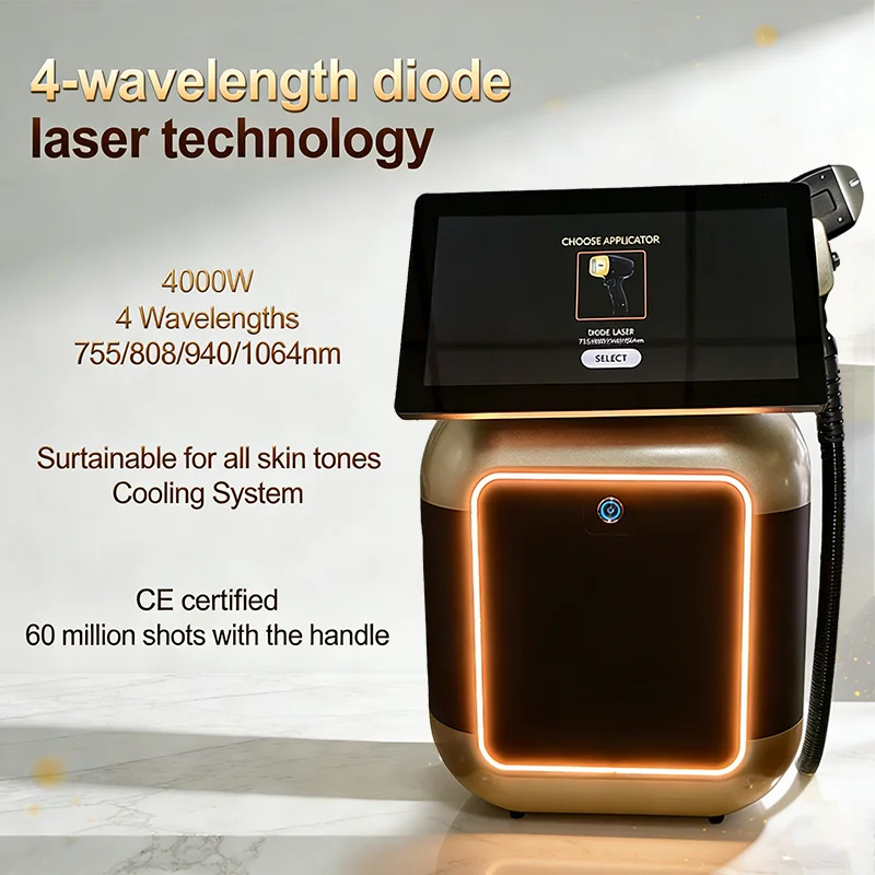 4000W Diode Hair Removal Machine 808nm 755nm 1064nm 940nm Epilator Permanent Painless Diode Hair Device For All Skin Types
4000W Diode Hair Removal Machine 808nm 755nm 1064nm 940nm Epilator Permanent Painless Diode Hair Device For All Skin Types