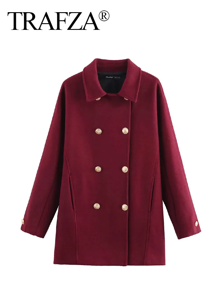 TRAFZA Female Winter Fashion Coats Solid Turn-Down Collar Long Sleeves Pockets Double Breasted Women High Street Casual Coat
TRAFZA Female Winter Fashion Coats Solid Turn-Down Collar Long Sleeves Pockets Double Breasted Women High Street Casual Coat