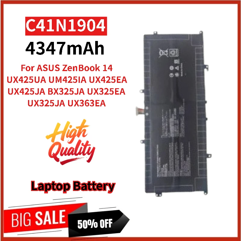 High Quality C41N1904 Laptop Battery 15.48V 67Wh 4347mAh For ASUS ZenBook 14 UX425UA UM425IA UX425EA UX425JA BX325JA UX325EA
High Quality C41N1904 Laptop Battery 15.48V 67Wh 4347mAh For ASUS ZenBook 14 UX425UA UM425IA UX425EA UX425JA BX325JA UX325EA