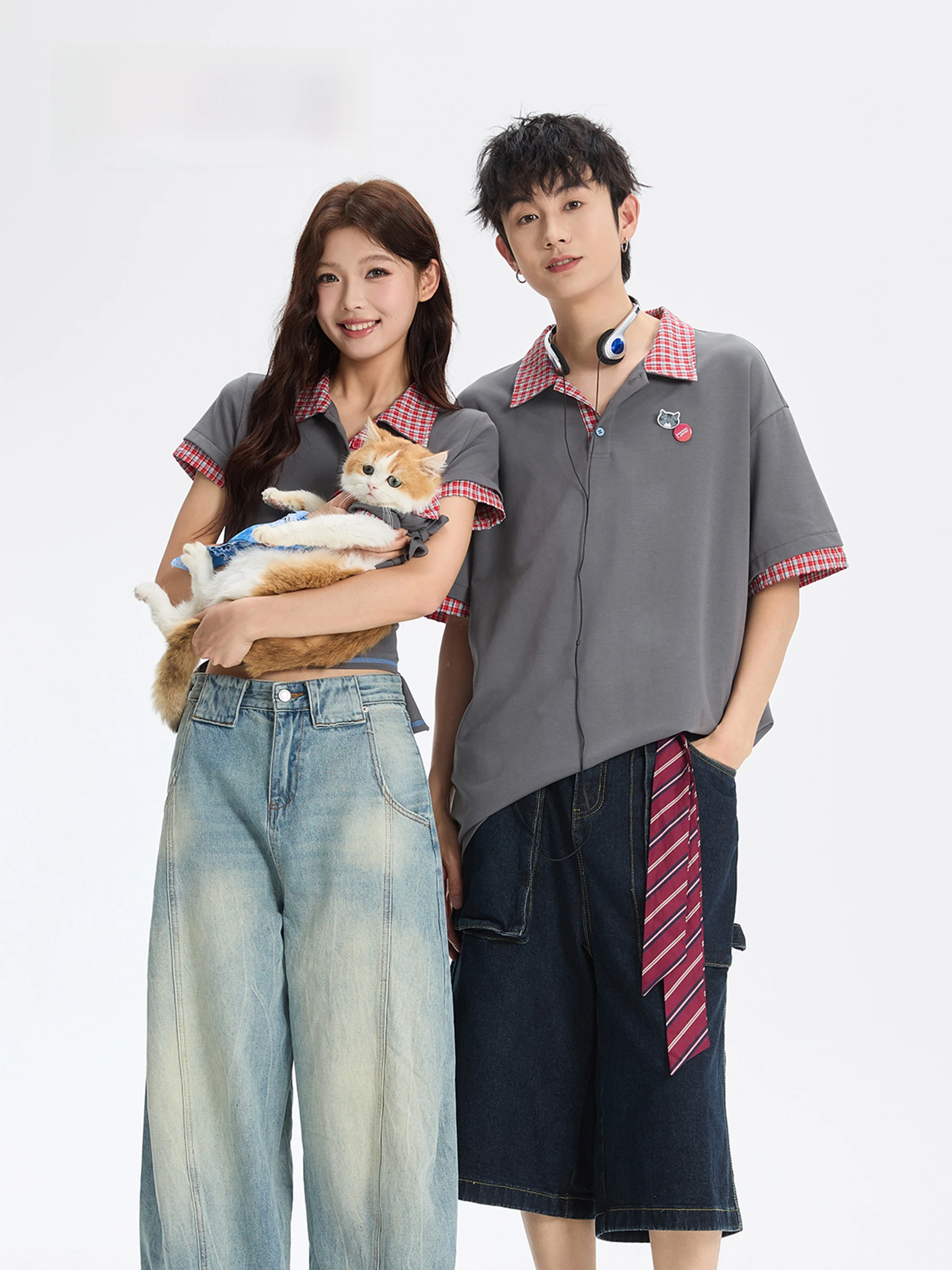 Couple Matching Short Sleeve Shirts Tryforlove Summer Color Block Slimming Men's Women's Casual Cotton Nylon Blend
Couple Matching Short Sleeve Shirts Tryforlove Summer Color Block Slimming Men's Women's Casual Cotton Nylon Blend