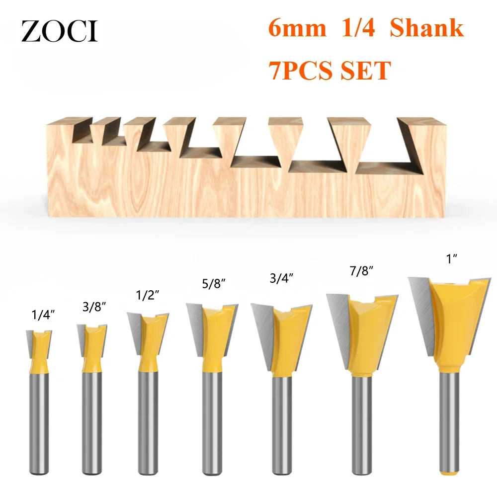 ZOCI Router Bit Kit 6mm 1/4 Shank Dovetail Joint Router Bits 14 Degree Woodworking Engraving Bits Wood Tools Milling Cutter Set
ZOCI Router Bit Kit 6mm 1/4 Shank Dovetail Joint Router Bits 14 Degree Woodworking Engraving Bits Wood Tools Milling Cutter Set