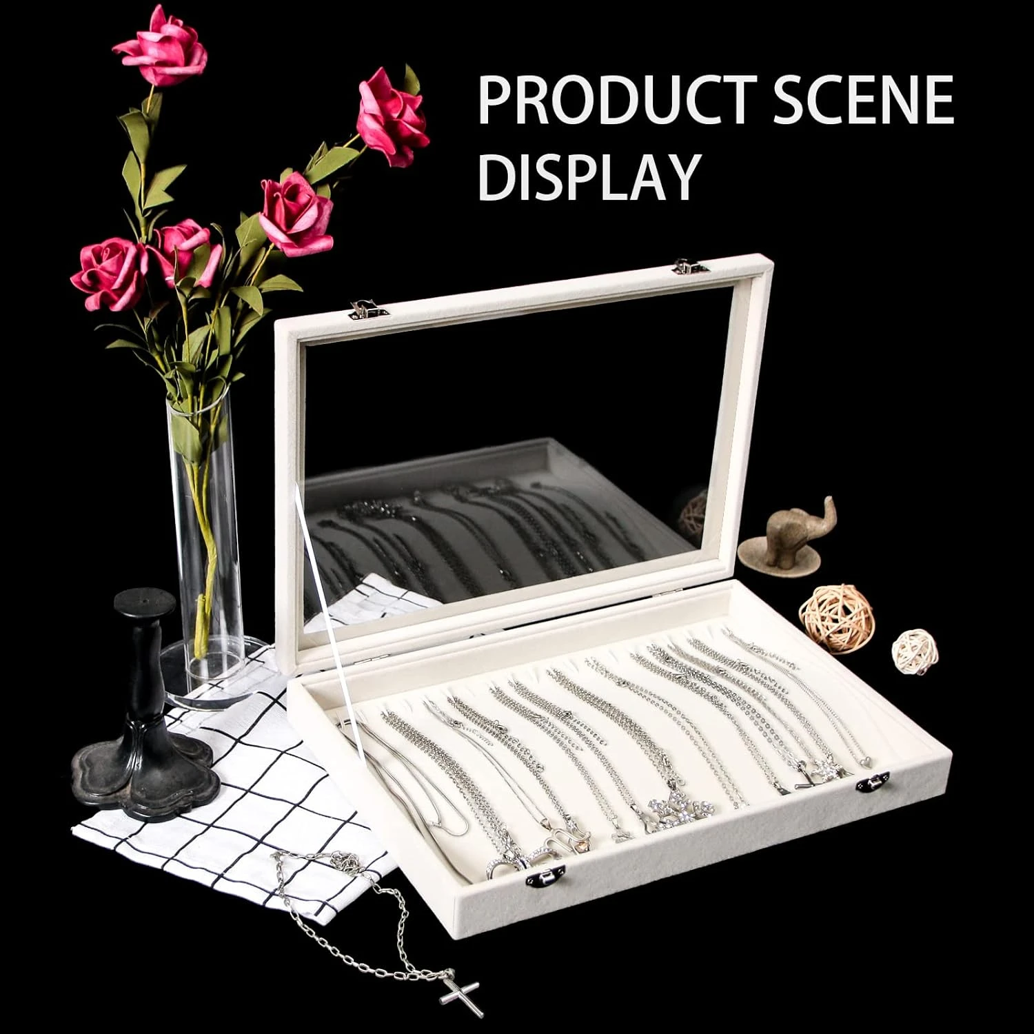Beige Stackable Necklace Organizer Holder Display Case Box with 20 Hooks - Stylish Jewelry Storage Solution for Chains and Brace
Beige Stackable Necklace Organizer Holder Display Case Box with 20 Hooks - Stylish Jewelry Storage Solution for Chains and Brace