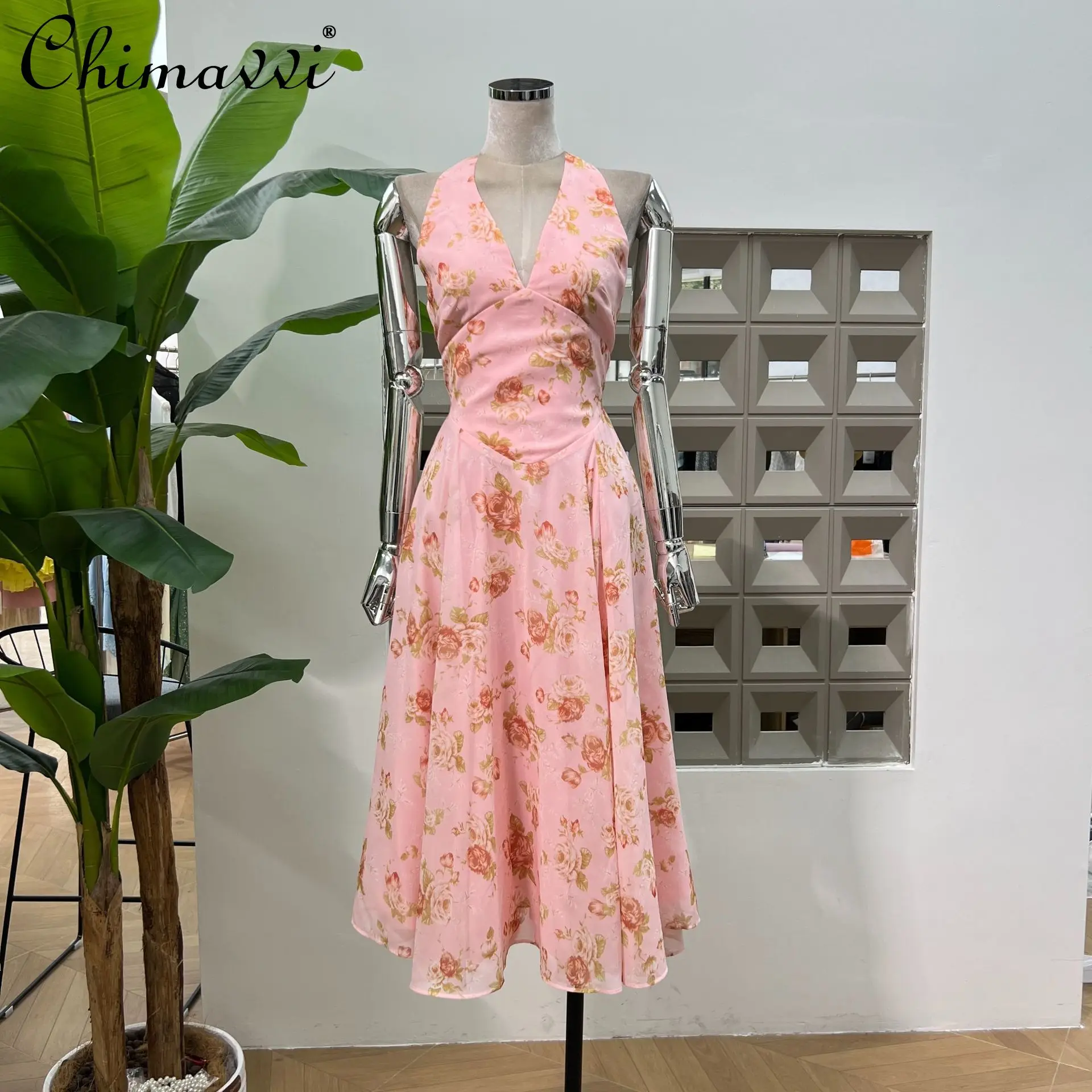 French Elegant Casual Vacation Summer Dresses Sleeveless Off-Shoulder V-Neck Backless High Waist A-line Printed Long Dress Women
French Elegant Casual Vacation Summer Dresses Sleeveless Off-Shoulder V-Neck Backless High Waist A-line Printed Long Dress Women