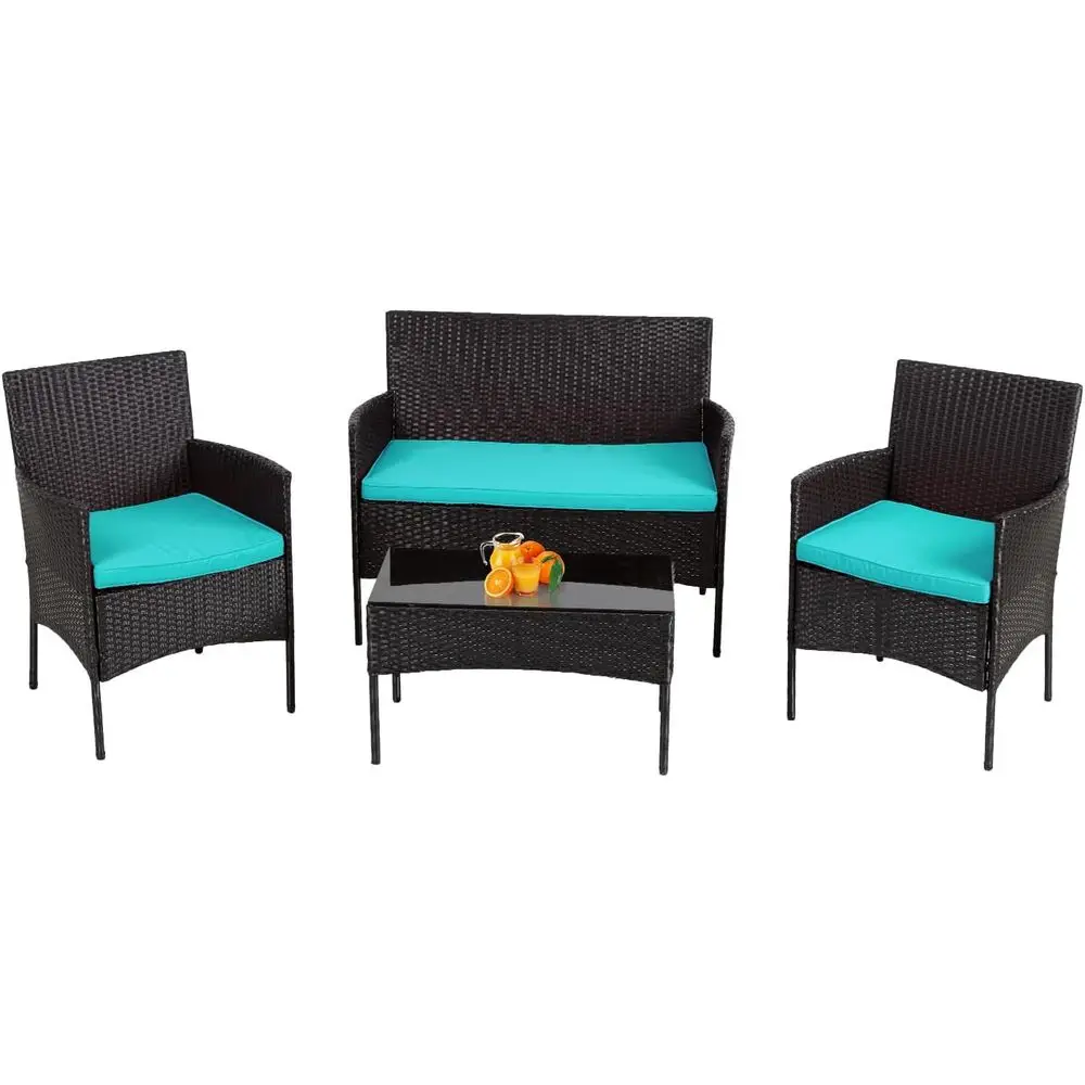 Комплект садовой мебели из 4 предметов: синий ротанговый гарнитур с креслами и диваном для сада, бистро, бассейна или заднего двора
Комплект садовой мебели из 4 предметов: синий ротанговый гарнитур с креслами и диваном для сада, бистро, бассейна или заднего двора