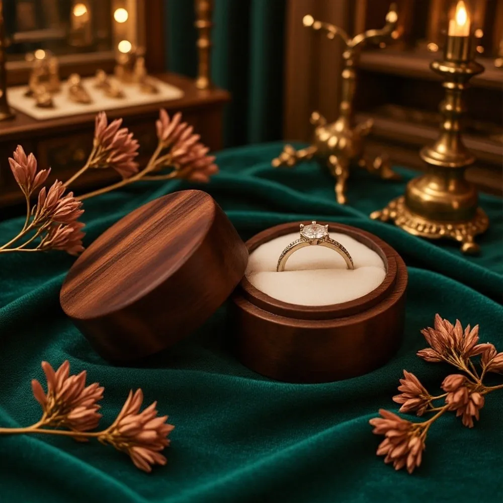 New Wooden Round Ring Box Transparent Cover Brown Wedding Rings Box Portable Engagement Ring Case Gifts
New Wooden Round Ring Box Transparent Cover Brown Wedding Rings Box Portable Engagement Ring Case Gifts