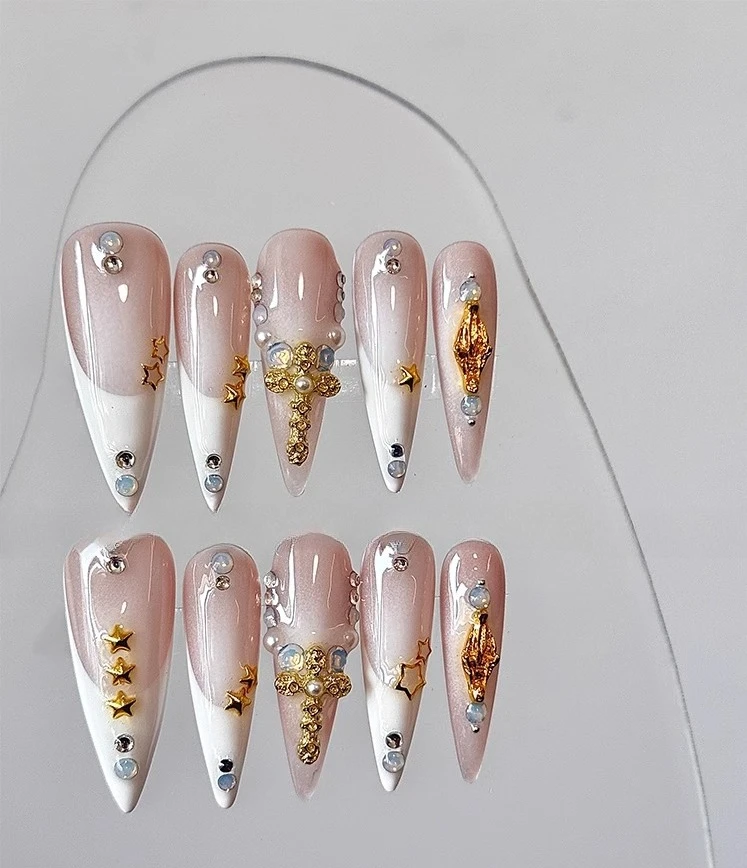 Nail Art Wear Nail Spice Girl White Blush French Cross Handmade European and American Nail Pads
Nail Art Wear Nail Spice Girl White Blush French Cross Handmade European and American Nail Pads