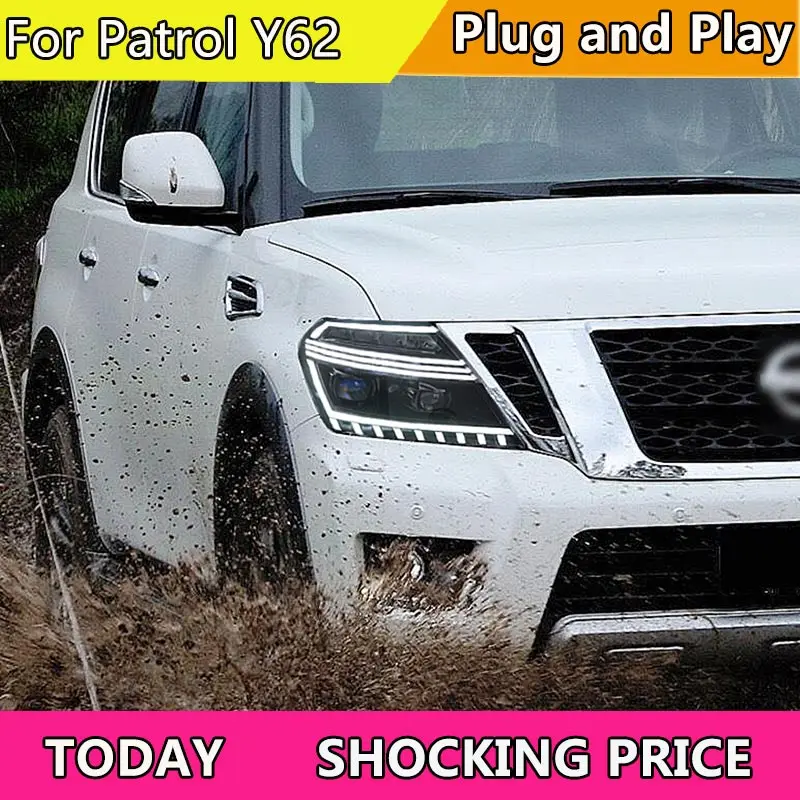 Car Styling Headlights for Nissan Patrol 2012-2019 Y62 LED DRL Sequential Moving Turn Signal Head Light LED Lens Auto Assembly
Car Styling Headlights for Nissan Patrol 2012-2019 Y62 LED DRL Sequential Moving Turn Signal Head Light LED Lens Auto Assembly