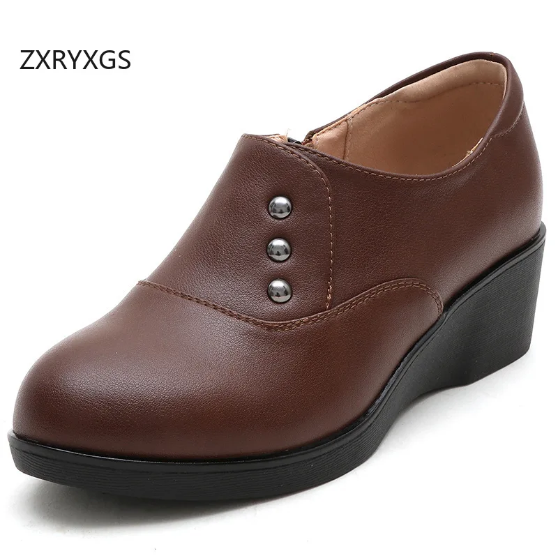 ZXRYXGS 2025 Autumn New Fashion Soft Soled Non-slip Wedges Shoes Mid Heels Comfortable Elegant Women Genuine Leather Shoes Tide
ZXRYXGS 2025 Autumn New Fashion Soft Soled Non-slip Wedges Shoes Mid Heels Comfortable Elegant Women Genuine Leather Shoes Tide