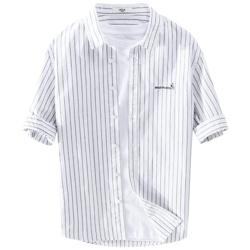 Summer Japanese casual quarter sleeved men's striped shirt, comfortable and loose, fashionable and minimalist shirt
Summer Japanese casual quarter sleeved men's striped shirt, comfortable and loose, fashionable and minimalist shirt