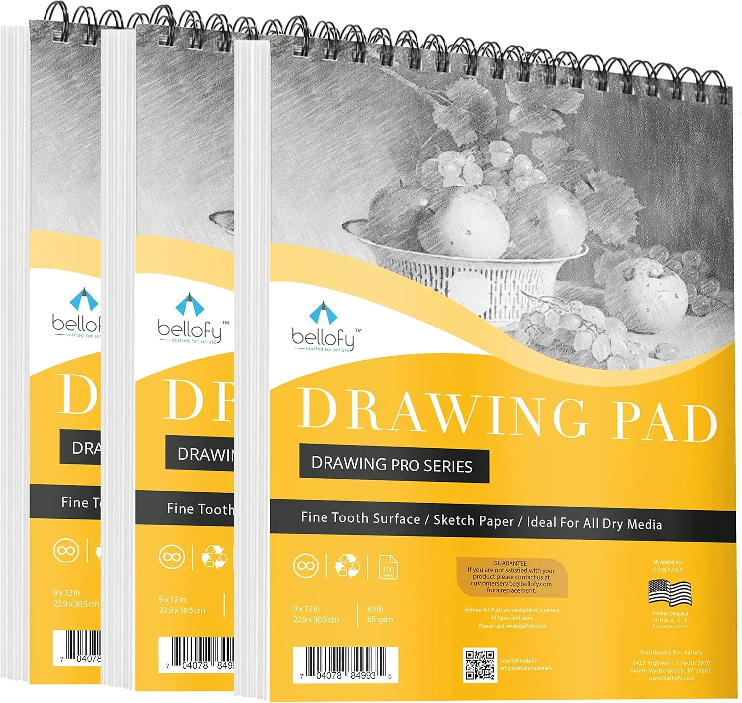 3-Pack Drawing Paper Pads 9x12 Inches 300 Sheets 60lbs 85gsm Acid Free Sketchbook with Top Spiral Binding for Dry Media
3-Pack Drawing Paper Pads 9x12 Inches 300 Sheets 60lbs 85gsm Acid Free Sketchbook with Top Spiral Binding for Dry Media