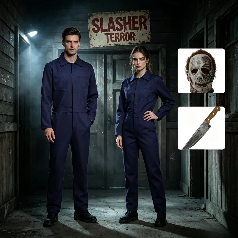 US Classic Horror Movie Role Play Cosplay Costume Set Adult Halloween Party Performance Outfit Men Women Scary Spooky Clothes
US Classic Horror Movie Role Play Cosplay Costume Set Adult Halloween Party Performance Outfit Men Women Scary Spooky Clothes