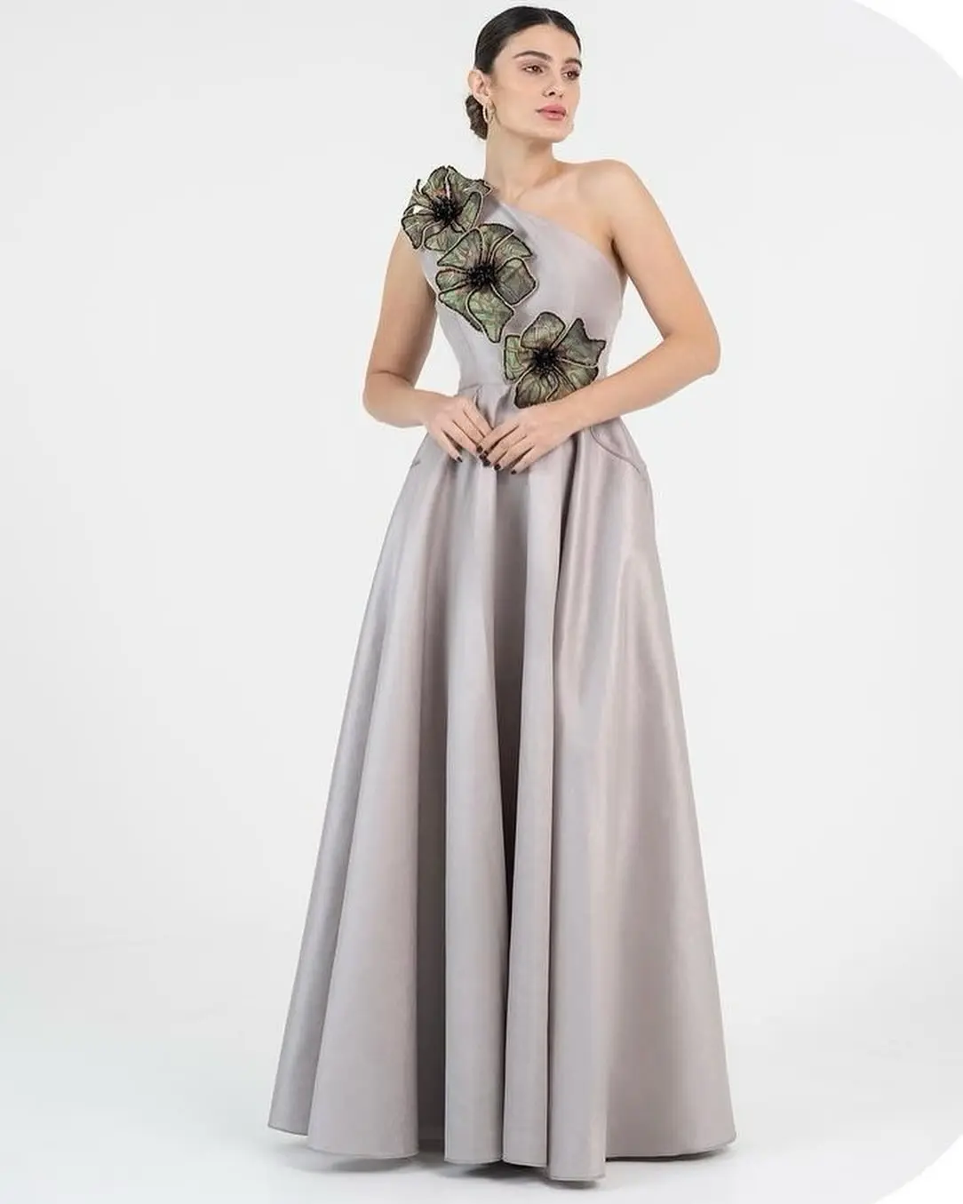 Customized Fashion 3DFlowers Satin One Shoulder Evening Dress Temperament A-Line Sleeveless Floor Length Bespoke Occas
Customized Fashion 3DFlowers Satin One Shoulder Evening Dress Temperament A-Line Sleeveless Floor Length Bespoke Occas