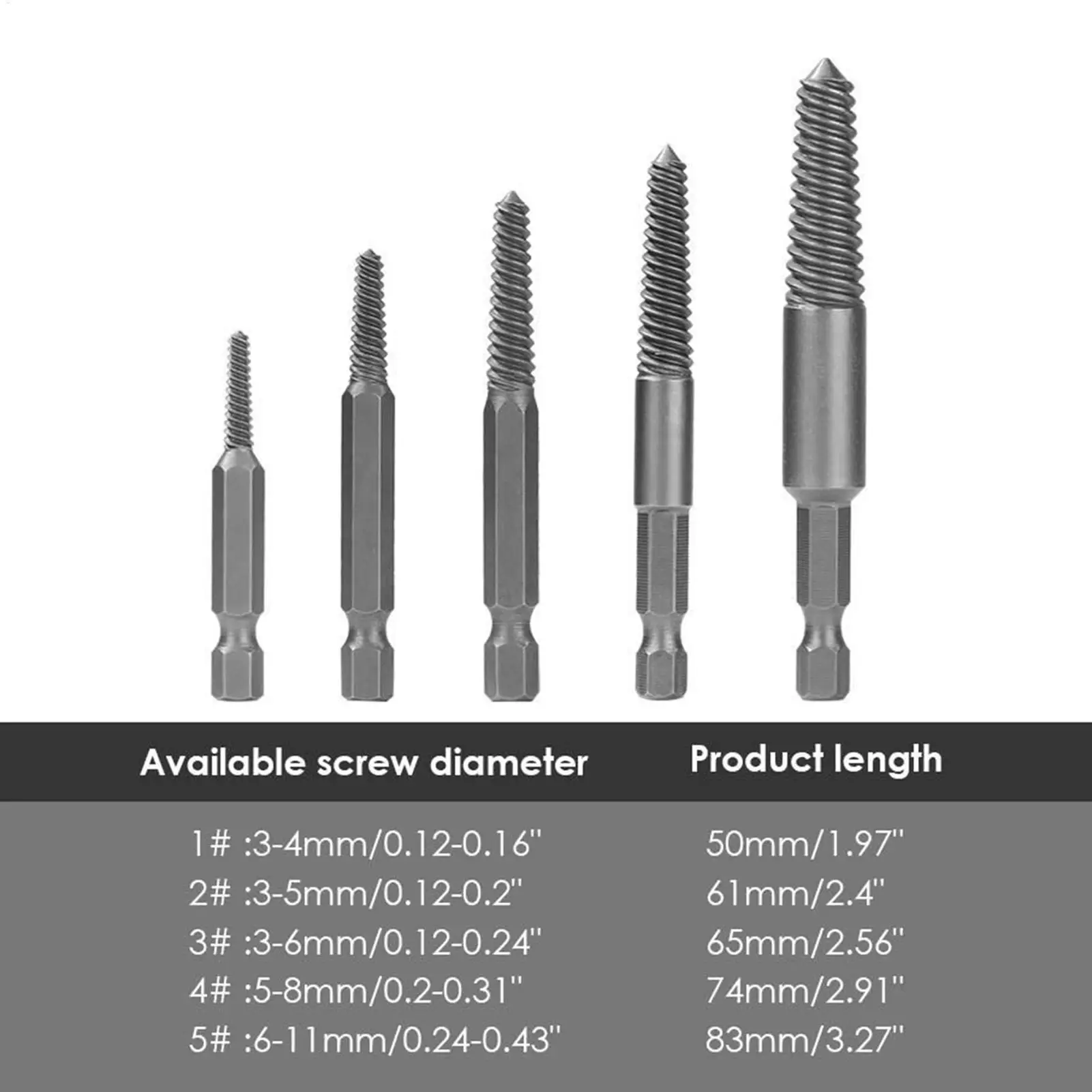 Hexagonal Handle Broken Head Screw Extractor Black Quick Release Electric Hexagonal Broken Thread Removal Tool Set
Hexagonal Handle Broken Head Screw Extractor Black Quick Release Electric Hexagonal Broken Thread Removal Tool Set