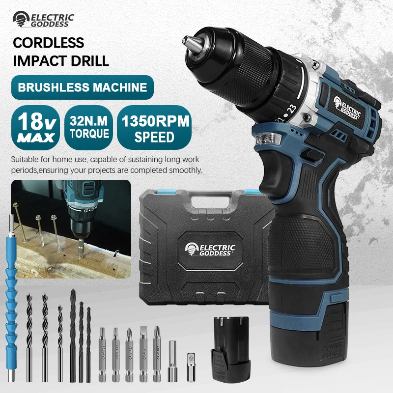 EGOD Brushless Mini Electric Drill 32N.M Multifunctional Repair DIY 24 Drill Bits Electric Impact Drill Set For 16.8V Battery
EGOD Brushless Mini Electric Drill 32N.M Multifunctional Repair DIY 24 Drill Bits Electric Impact Drill Set For 16.8V Battery