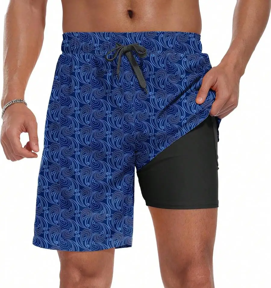 Men 9 Inch Swim Trunks With Compression Liner Quick Dry Zipper Pockets Board Shorts
Men 9 Inch Swim Trunks With Compression Liner Quick Dry Zipper Pockets Board Shorts