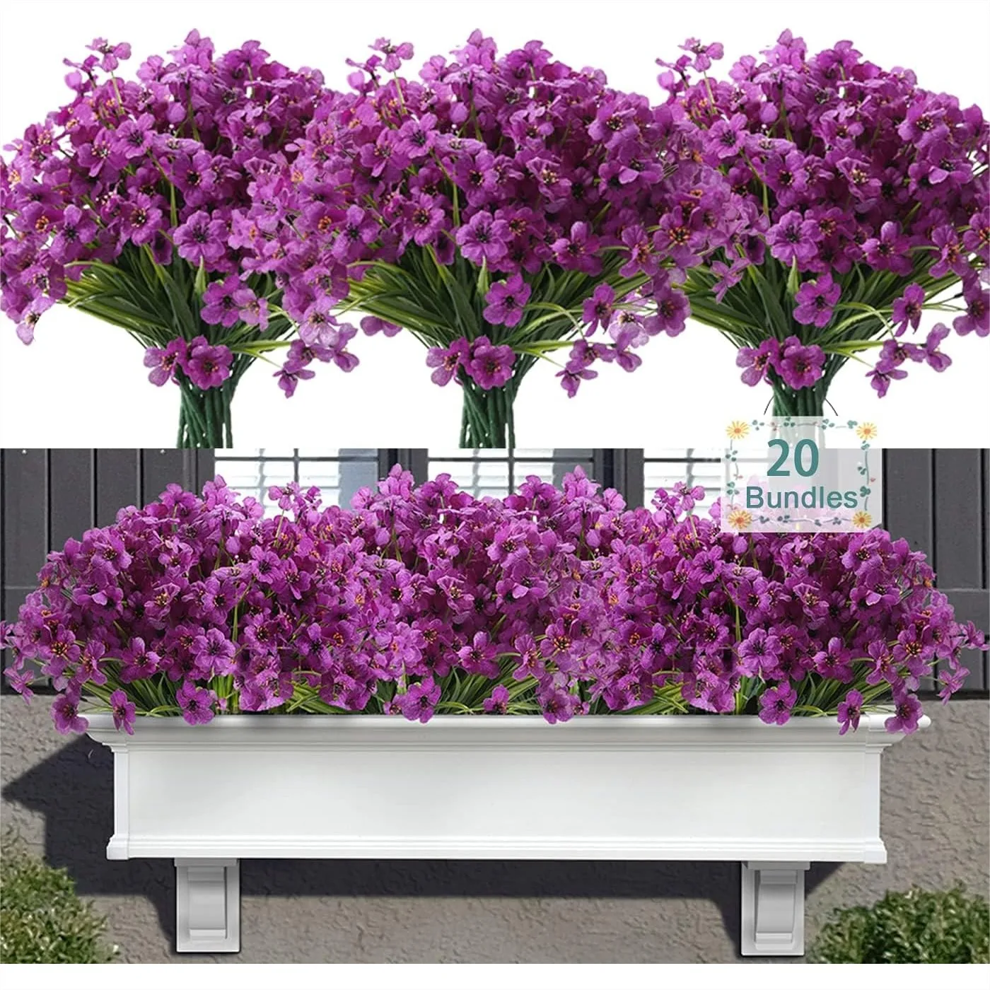 20 Bundles Artificial Flowers for Outdoors, UV Resistant Fake Realistic Plants Spring Decor for Window Box
20 Bundles Artificial Flowers for Outdoors, UV Resistant Fake Realistic Plants Spring Decor for Window Box