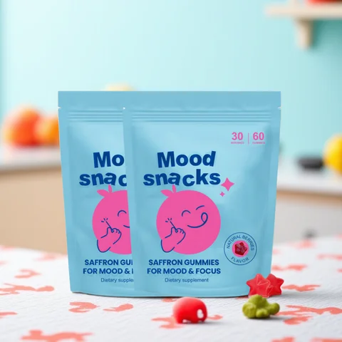 Mood Snacks - Kids Saffron Gummies, Natural Berries Supplements Offer Mood Support and Calms Temper Tantrums, Sugar Free Gummies