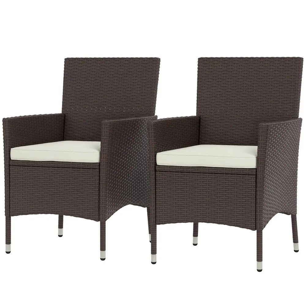 2 PCS Rattan Wicker Dining Chairs with Cushions and AntiSlip Foot, Patio Stackable Chairs Set for Backyard, Garden, Lawn, Dark
2 PCS Rattan Wicker Dining Chairs with Cushions and AntiSlip Foot, Patio Stackable Chairs Set for Backyard, Garden, Lawn, Dark