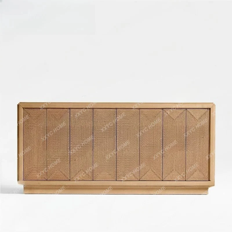 L retro solid wood dining side cabinet, antique d living room four-door woven storage cabinet
L retro solid wood dining side cabinet, antique d living room four-door woven storage cabinet