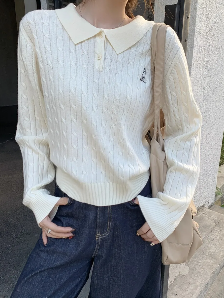 Осенне-зимний короткий вязаный свитер с вышивкой в корейском стиле, женский теплый топ с длинным рукавом, свободный крой, шерстяная смесь
Осенне-зимний короткий вязаный свитер с вышивкой в корейском стиле, женский теплый топ с длинным рукавом, свободный крой, шерстяная смесь