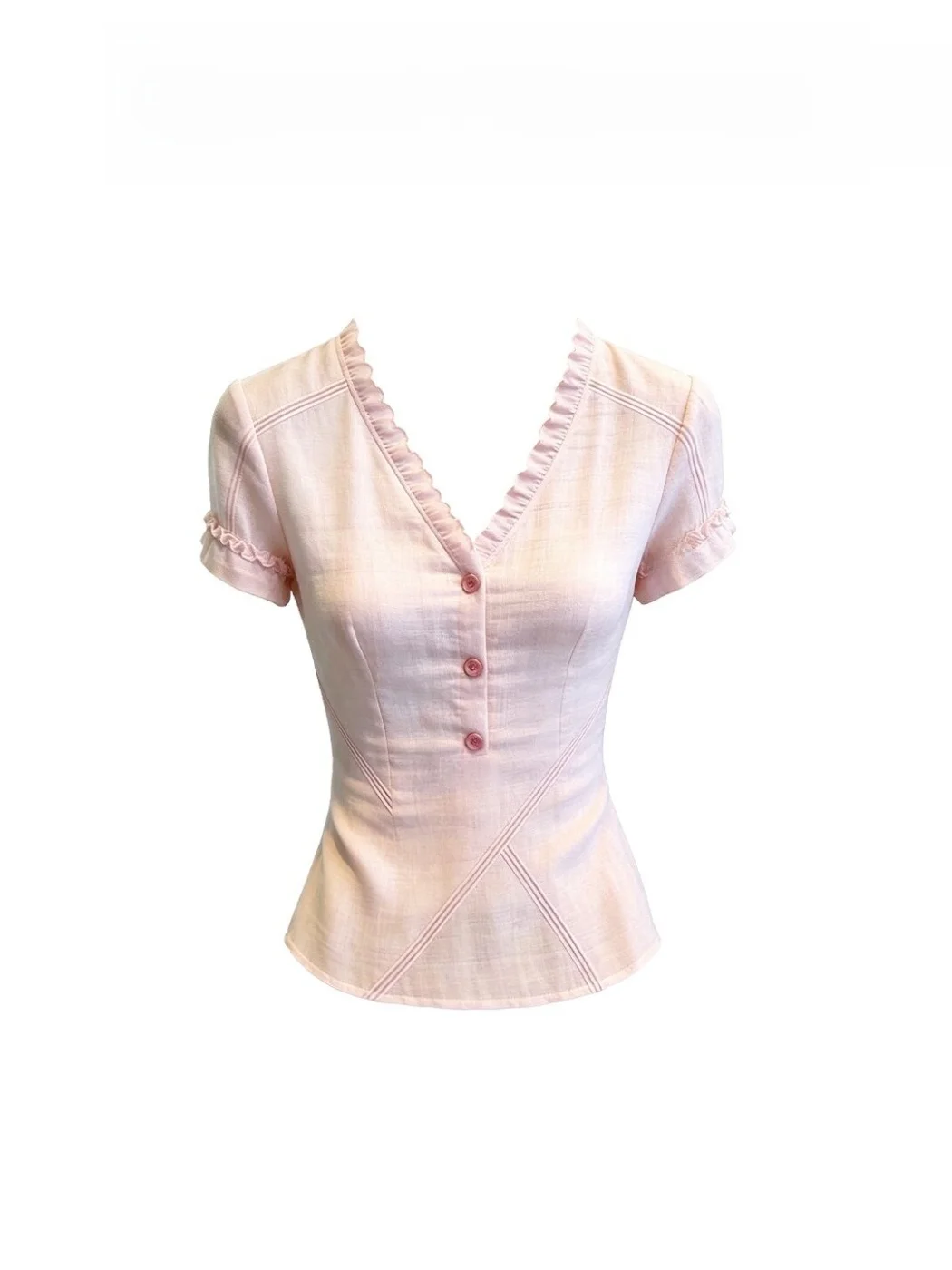 Korean Style Short V-Neck Shirt Women's Pink Versatile Slimming Top Age-Defying Design Summer 2026 Fashion Casual Shirt
Korean Style Short V-Neck Shirt Women's Pink Versatile Slimming Top Age-Defying Design Summer 2026 Fashion Casual Shirt