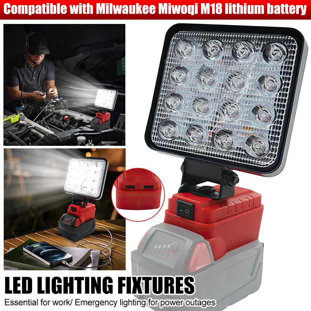 Portable LED Lamp Working Light for Milwaukee 18V M18 Battery Emergency Floodlamp Camping Flashlight Handheld Cordless LED Torch
Portable LED Lamp Working Light for Milwaukee 18V M18 Battery Emergency Floodlamp Camping Flashlight Handheld Cordless LED Torch