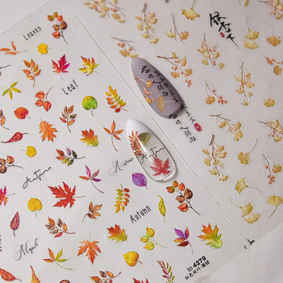 5D red and yellow maple leaf nail sticker high quality ginkgo leaf flower autumn exquisite design soft embossed nail art sticker
5D red and yellow maple leaf nail sticker high quality ginkgo leaf flower autumn exquisite design soft embossed nail art sticker