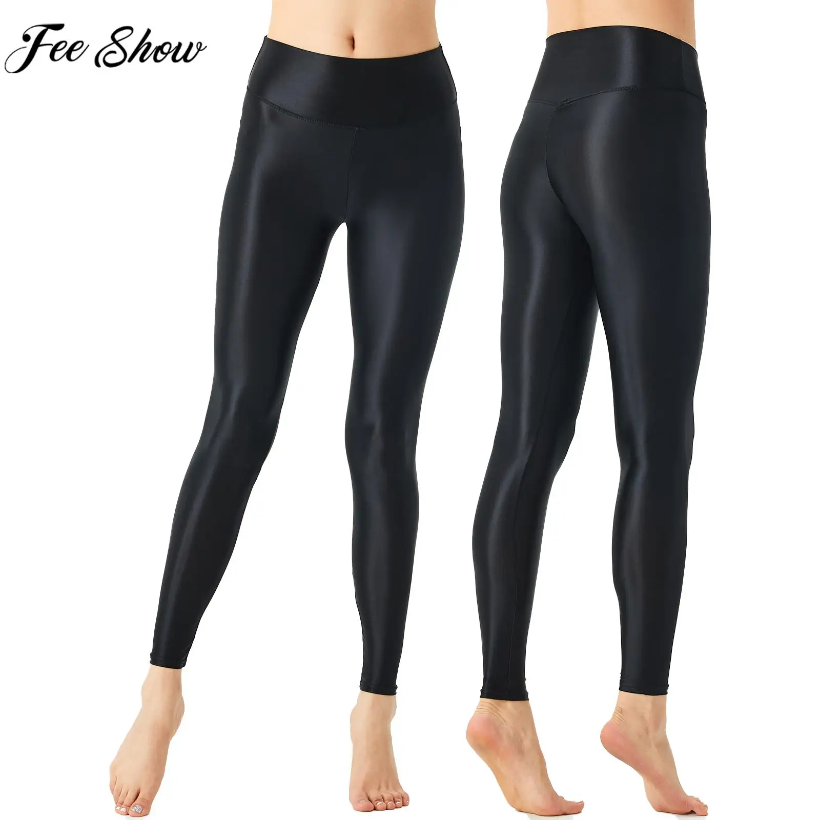 Womens Glossy Stretchy Skinny Pants Mid Waist Yoga Leggings Solid Color Athletic Trouser for Pilates Body-Building Gym Exercise
Womens Glossy Stretchy Skinny Pants Mid Waist Yoga Leggings Solid Color Athletic Trouser for Pilates Body-Building Gym Exercise