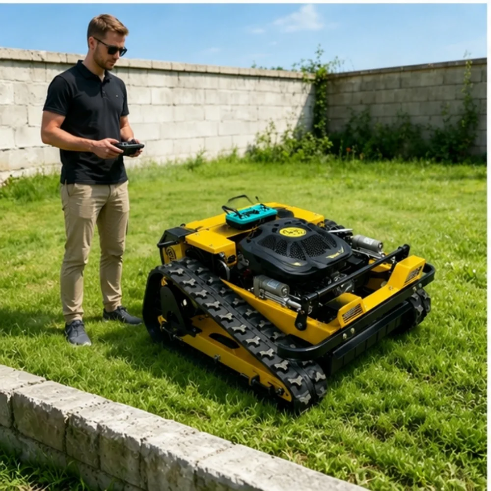Customization Tracked Lawn Mower Four-Stroke Engine Simple Design Automatic Remote Control Lawn Prune Landscape