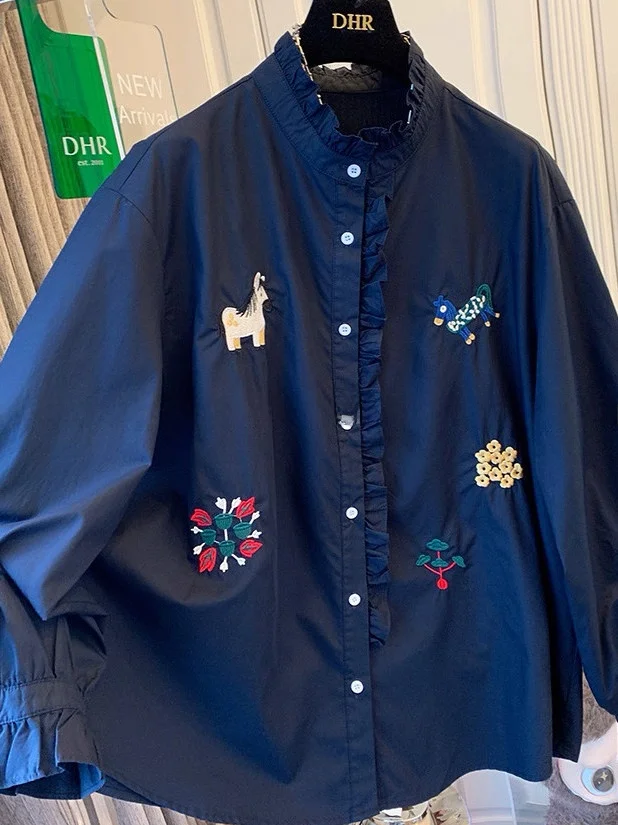 plus Size Women's Embroidered Ear Lace Trim Long Sleeve Casual Shirt Spring Summer Top Loose Fit Korean Style Button up
plus Size Women's Embroidered Ear Lace Trim Long Sleeve Casual Shirt Spring Summer Top Loose Fit Korean Style Button up