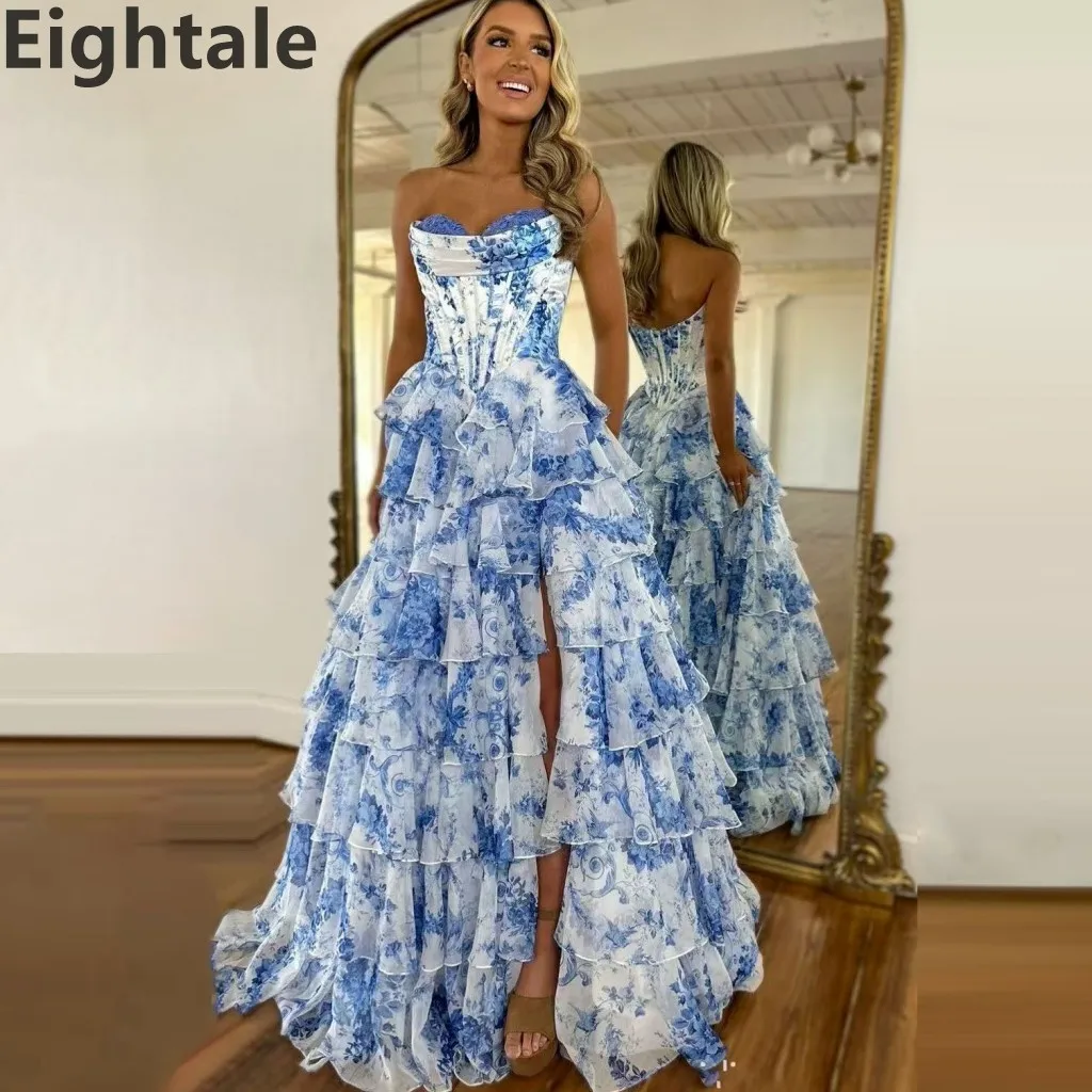 Eightale 2025 Floral Printed A Line Chiffon Evening Dress Sweetheart Bone Corset Prom Party Dress Formal Gowns Customized
Eightale 2025 Floral Printed A Line Chiffon Evening Dress Sweetheart Bone Corset Prom Party Dress Formal Gowns Customized