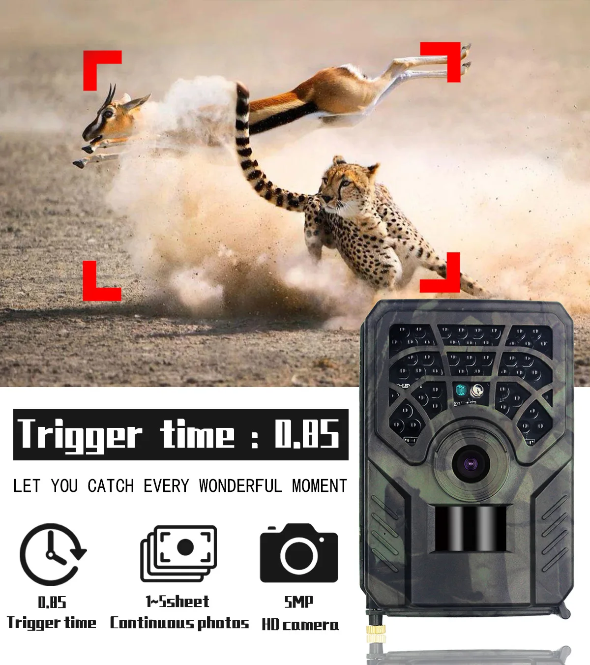 5MP Wildlife Hunting Camera with Night Vision & Thermal Imaging | High-Resolution Photo Trap for Scouting & Game Monitoring
5MP Wildlife Hunting Camera with Night Vision & Thermal Imaging | High-Resolution Photo Trap for Scouting & Game Monitoring