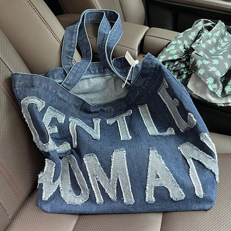 New letter Casual Tote Shoulder Bags Canvas Jeans Messenger Bags Soft Student Large Capacity Open Shopping Handbags For Women
New letter Casual Tote Shoulder Bags Canvas Jeans Messenger Bags Soft Student Large Capacity Open Shopping Handbags For Women