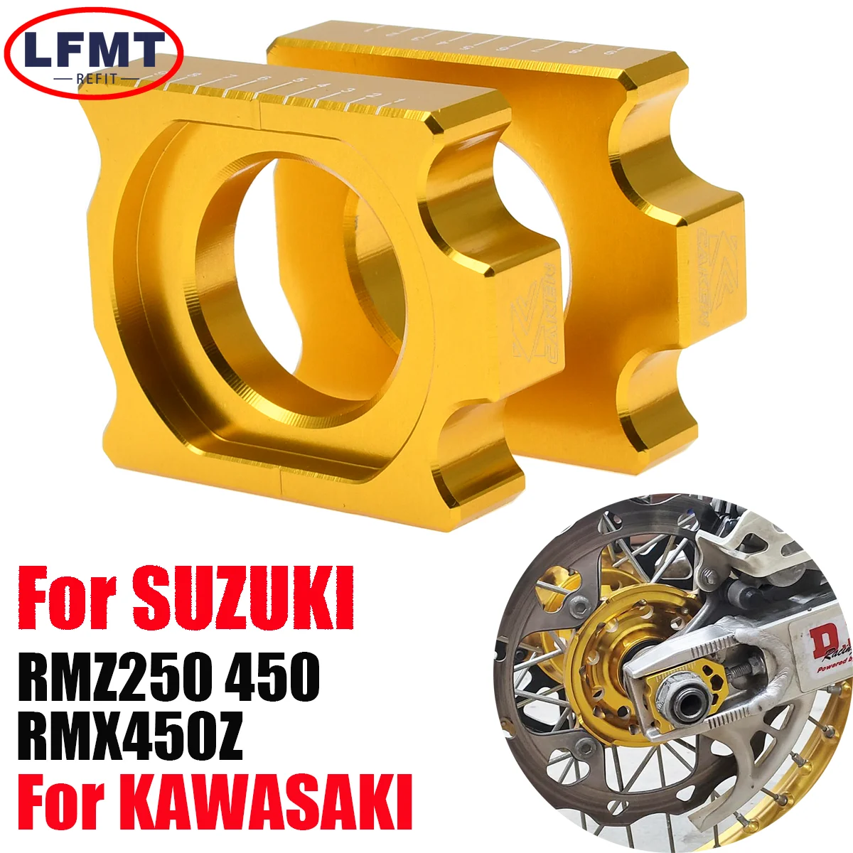 CNC Motorcycle Rear Axle Block Chain Adjuster For Szuki RMZ250 RMZ450 2004-2017 2018 Kawasaki KX125 KX250 KX250F 2003-2008 2018
CNC Motorcycle Rear Axle Block Chain Adjuster For Szuki RMZ250 RMZ450 2004-2017 2018 Kawasaki KX125 KX250 KX250F 2003-2008 2018