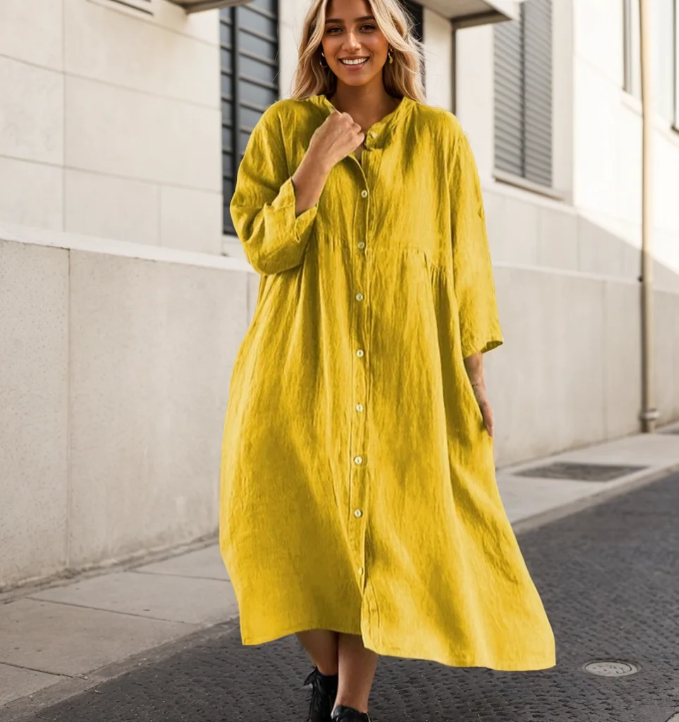 A-line Dress Dress For Women Spring Autumn New Long Sleeve Button O-neck Loose Solid Fashion Elegant Commute Female Casual
A-line Dress Dress For Women Spring Autumn New Long Sleeve Button O-neck Loose Solid Fashion Elegant Commute Female Casual