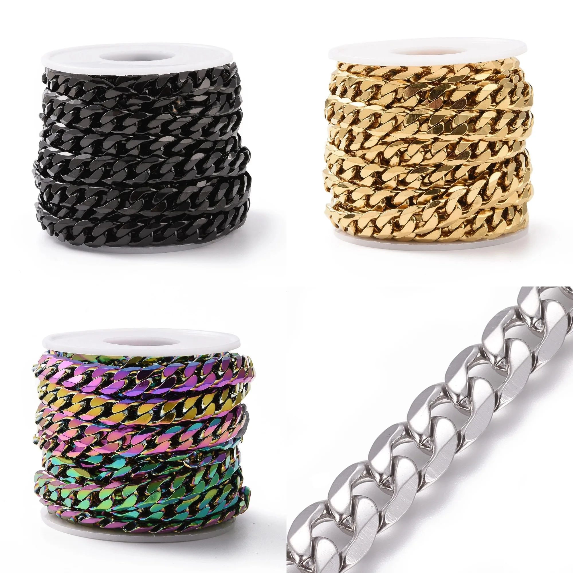 5m 304 Stainless Steel Cuban Black Link Chain Unwelded Twisted Metal Chain DIY Bracelet Necklace Steel Color Male Jewelry Making
5m 304 Stainless Steel Cuban Black Link Chain Unwelded Twisted Metal Chain DIY Bracelet Necklace Steel Color Male Jewelry Making