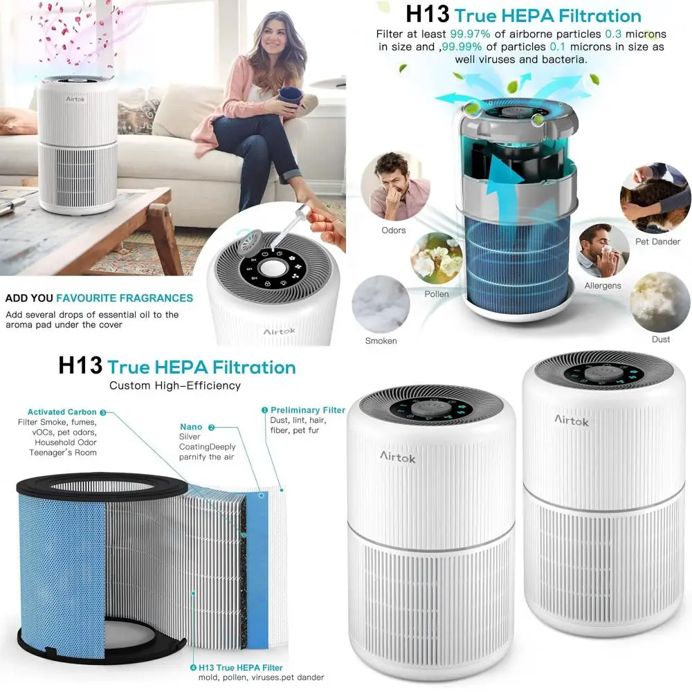 Комплект из 2-х бытовых очистителей воздуха с фильтром H13 HEPA для удаления дыма, пыли и аллергенов | 99,9% чистого воздуха с размером частиц до 0,1 микрон | Белый - CA
Комплект из 2-х бытовых очистителей воздуха с фильтром H13 HEPA для удаления дыма, пыли и аллергенов | 99,9% чистого воздуха с размером частиц до 0,1 микрон | Белый - CA