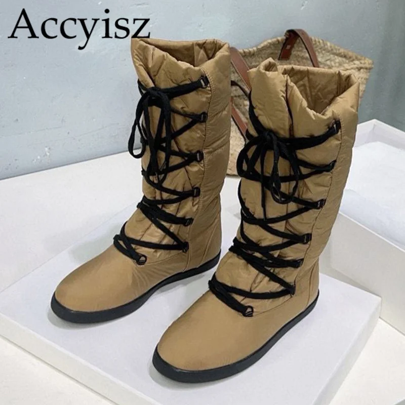 Winter Down Cloth Waterproof Flat Mid-calf Boots Women's Round Toe Lace Up Snow Boots Thick Bottom Antiskid Casual Short Botas
Winter Down Cloth Waterproof Flat Mid-calf Boots Women's Round Toe Lace Up Snow Boots Thick Bottom Antiskid Casual Short Botas