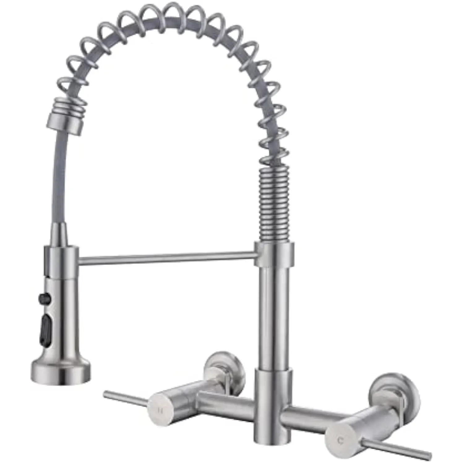 Wall Mount Kitchen Faucet, 8 Inch Center Wall Mount Kitchen Sink Faucet with Pull down Sprayer Commercial, Brushed Nickel
Wall Mount Kitchen Faucet, 8 Inch Center Wall Mount Kitchen Sink Faucet with Pull down Sprayer Commercial, Brushed Nickel